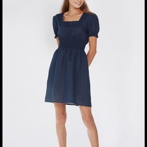 Sleeper Georgia Linen Dress in Navy - XS